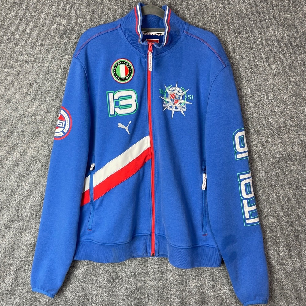 Puma Italia Track Jacket Mens XL Blue Yachting Heritage Edition Full Zip